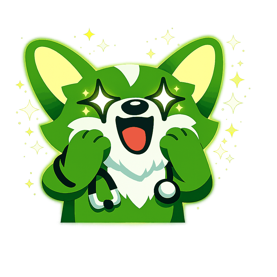 Kairi mascot thrilled, with sparkling star eyes